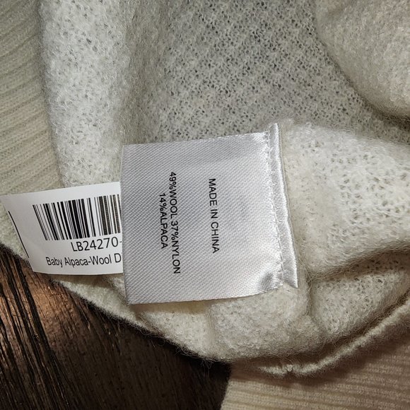 Quince Baby Alpaca-Wool Diamond Stitch Crew NWT White Small - Picture 6 of 8